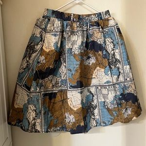 ModCloth Map Print Skirt Size M